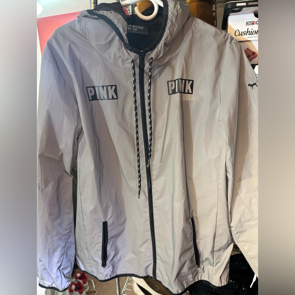Pink Gray Windbreaker Jacket Pink LIMITED EDITION NWOT